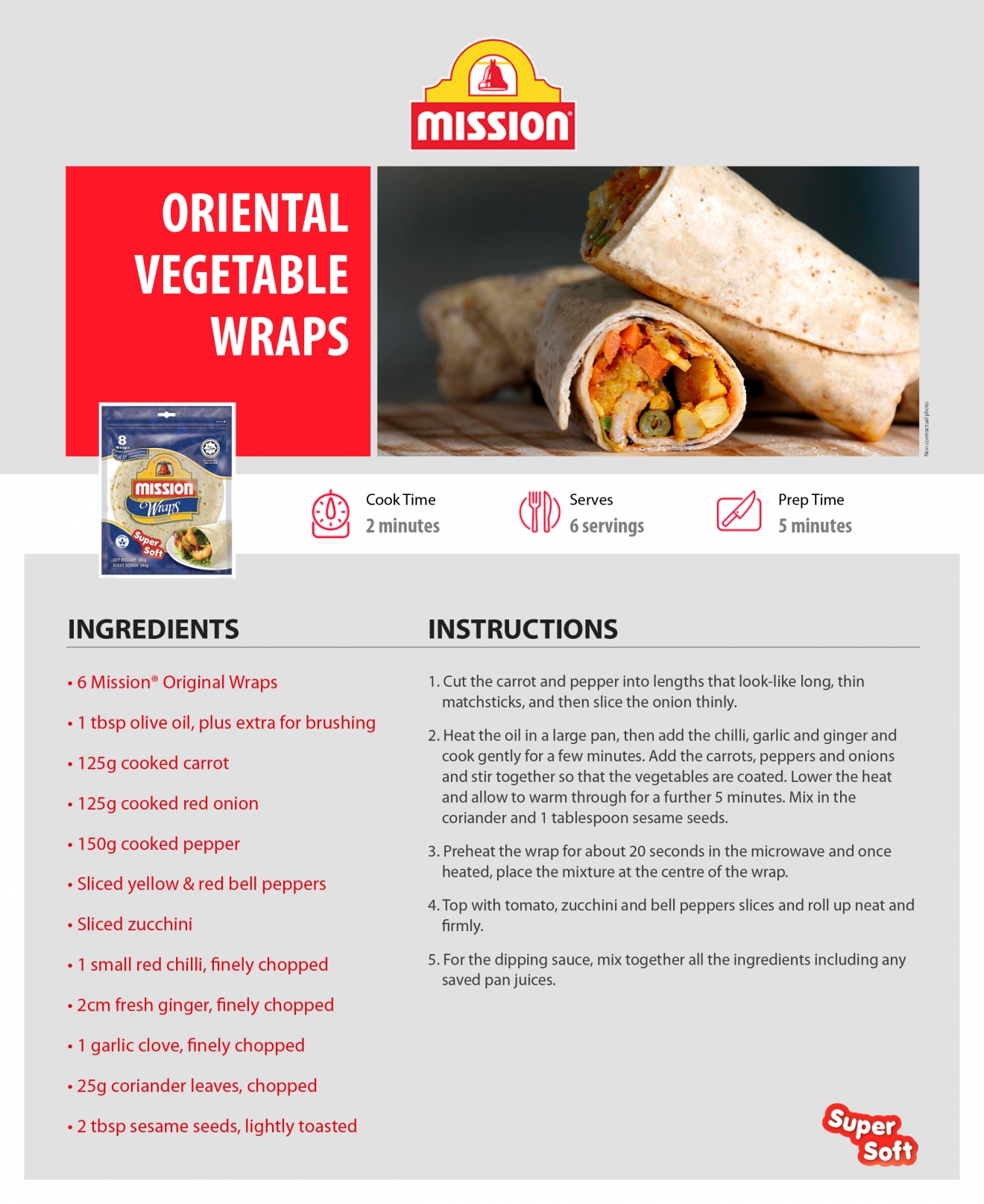 Mission Wrap Oriental Vegetable Wraps Edendale